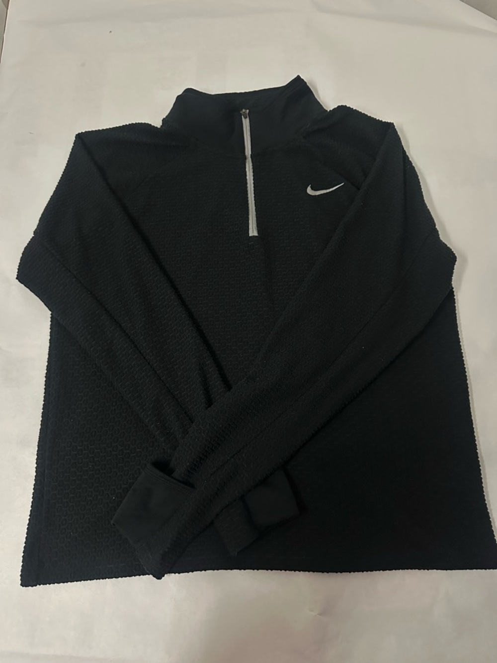 Nike Dri-FIT Running 1/4 Zip Pullover Black Men's Size L Textured Pattern